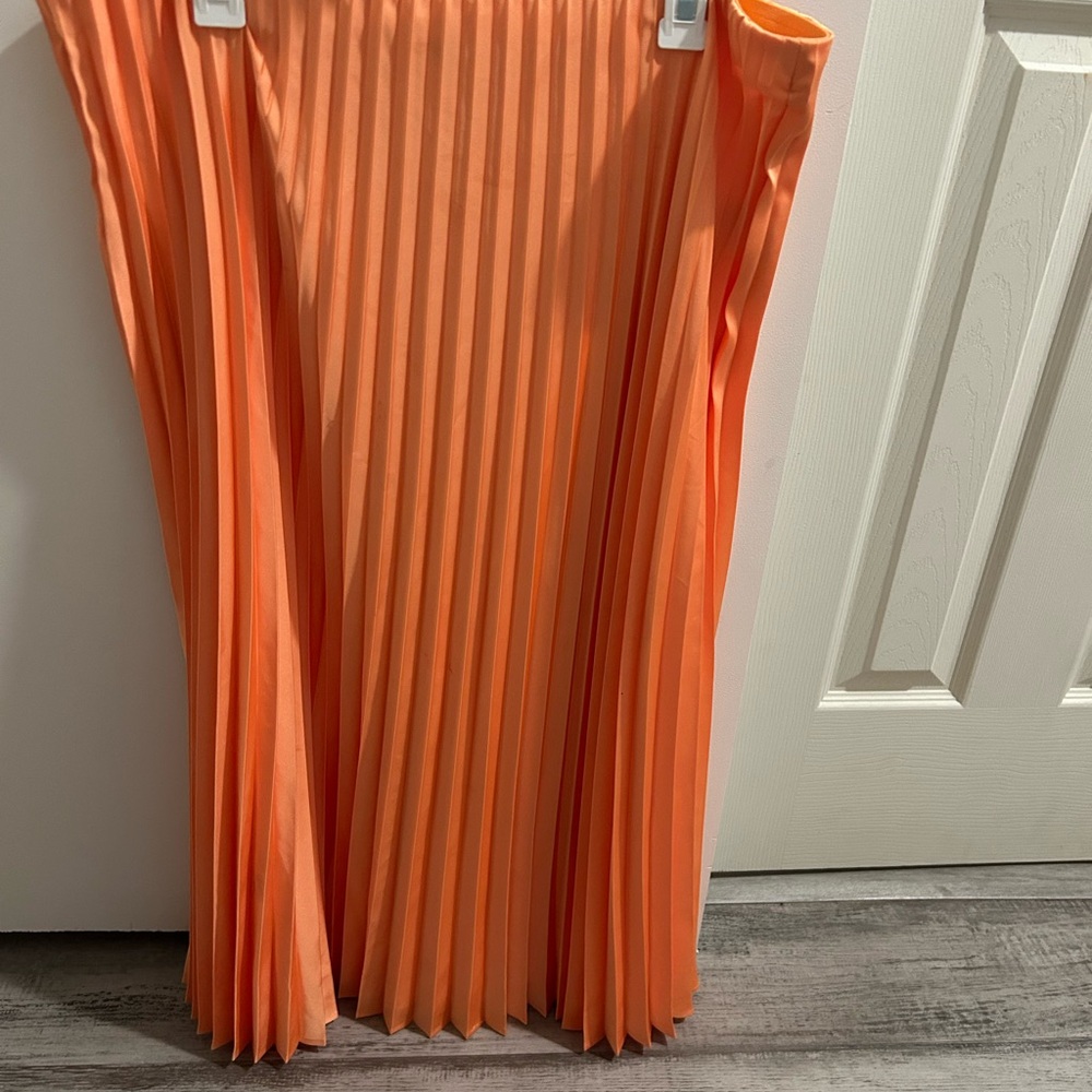 J. Crew Vibrant Orange Pleated A-Line Skirt